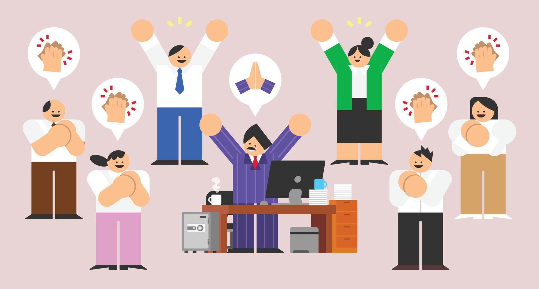 Workers Supporting Boss Flat Design Character Illustration vector