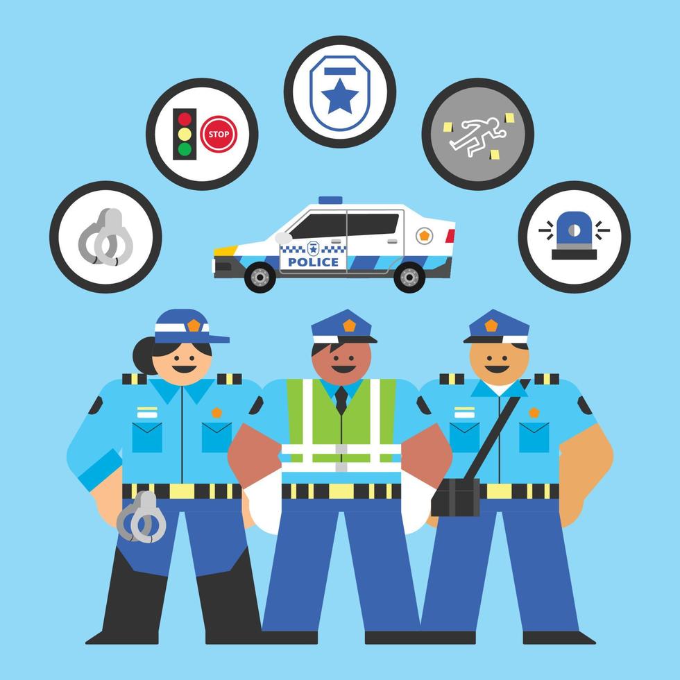 Police job Flat Design Character Illustration vector