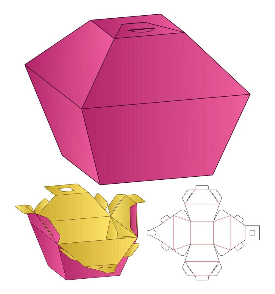 diseño de plantilla troquelada de embalaje de caja. Maqueta 3d vector