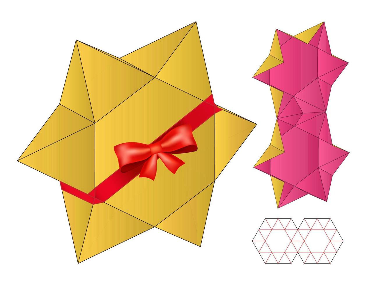 diseño de plantilla troquelada de embalaje de caja. Maqueta 3d vector