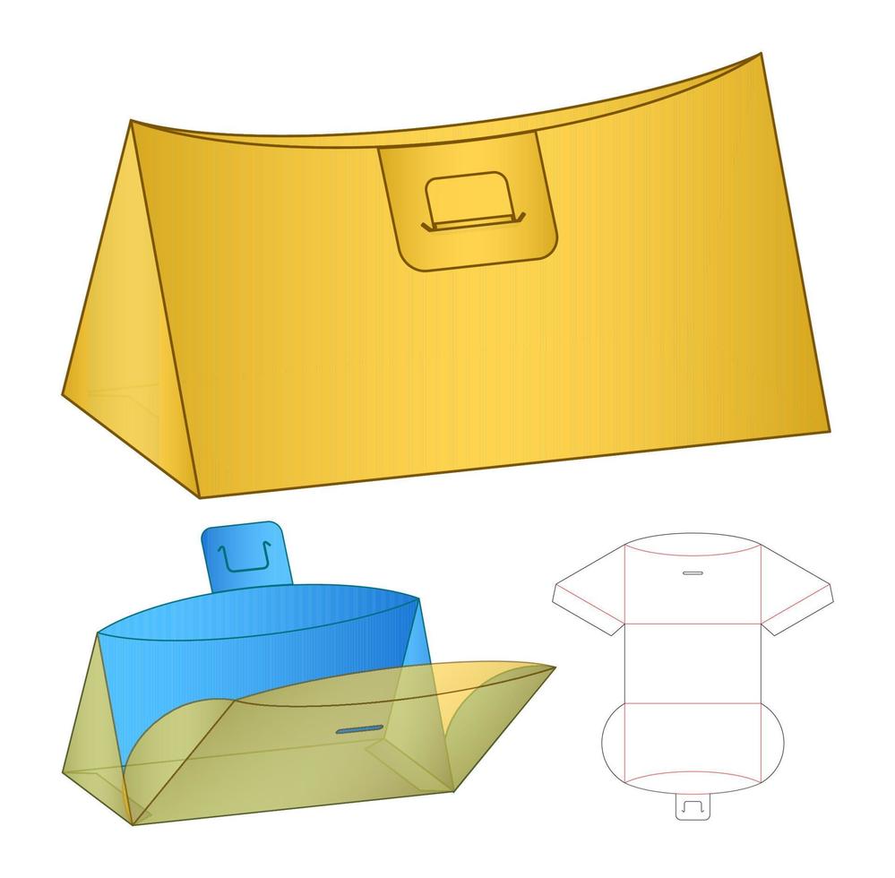 diseño de plantilla troquelada de embalaje de caja. Maqueta 3d vector