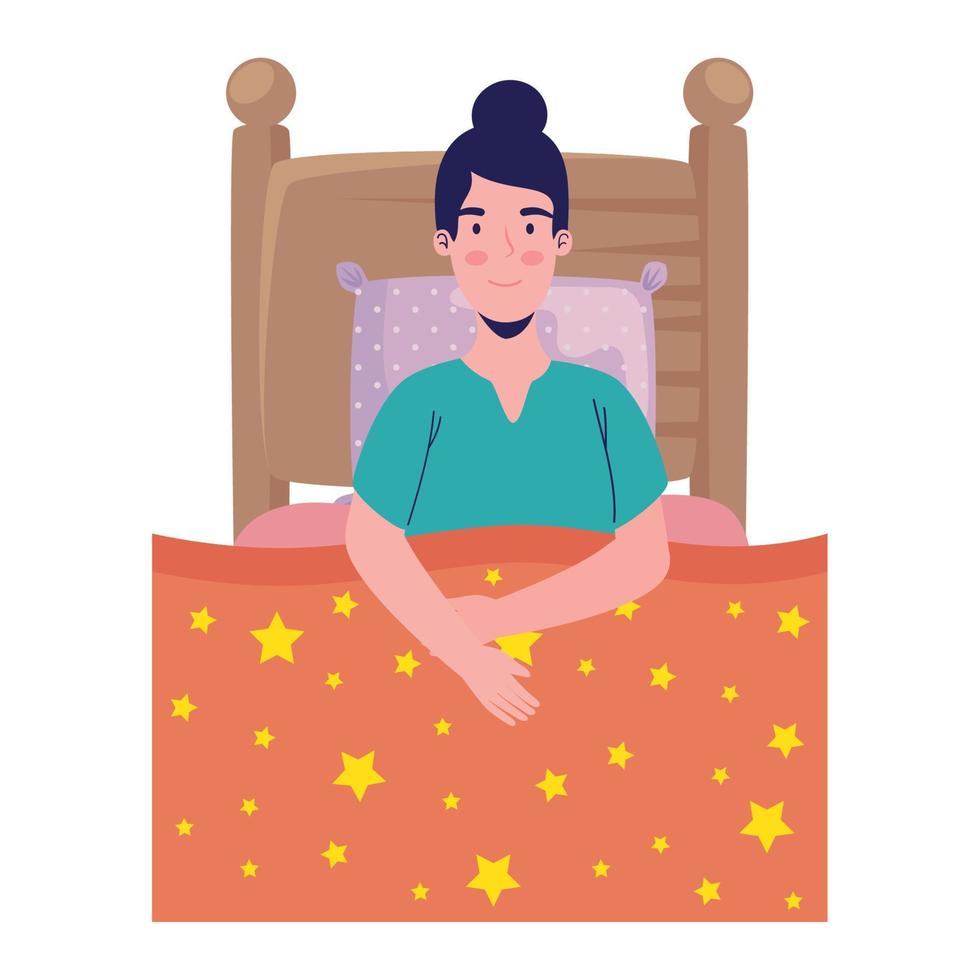 mujer en la cama vector