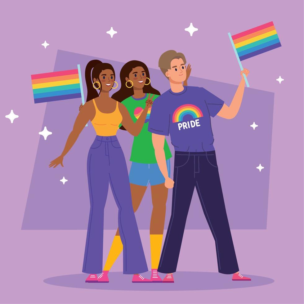 three lgtbi persons vector
