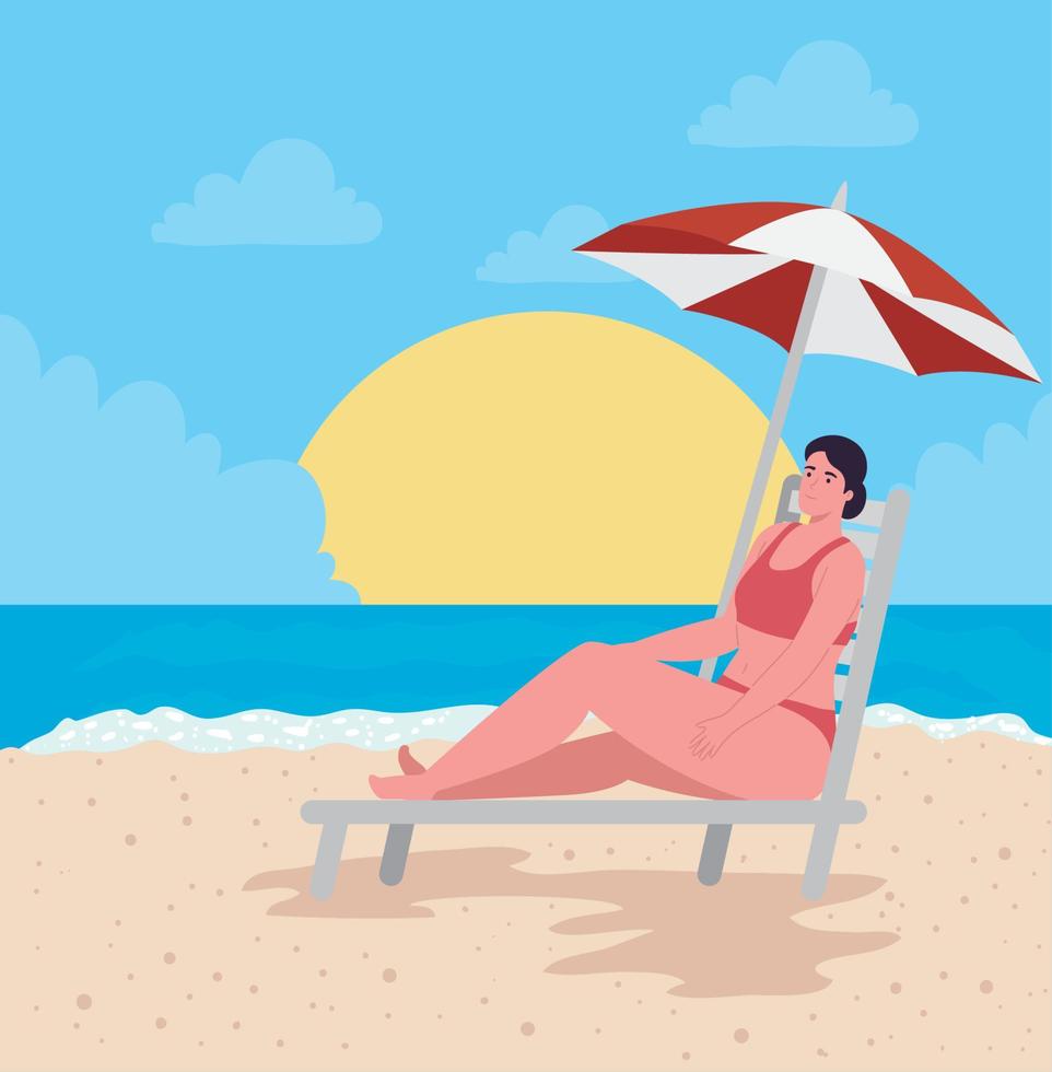 woman on the beach vector