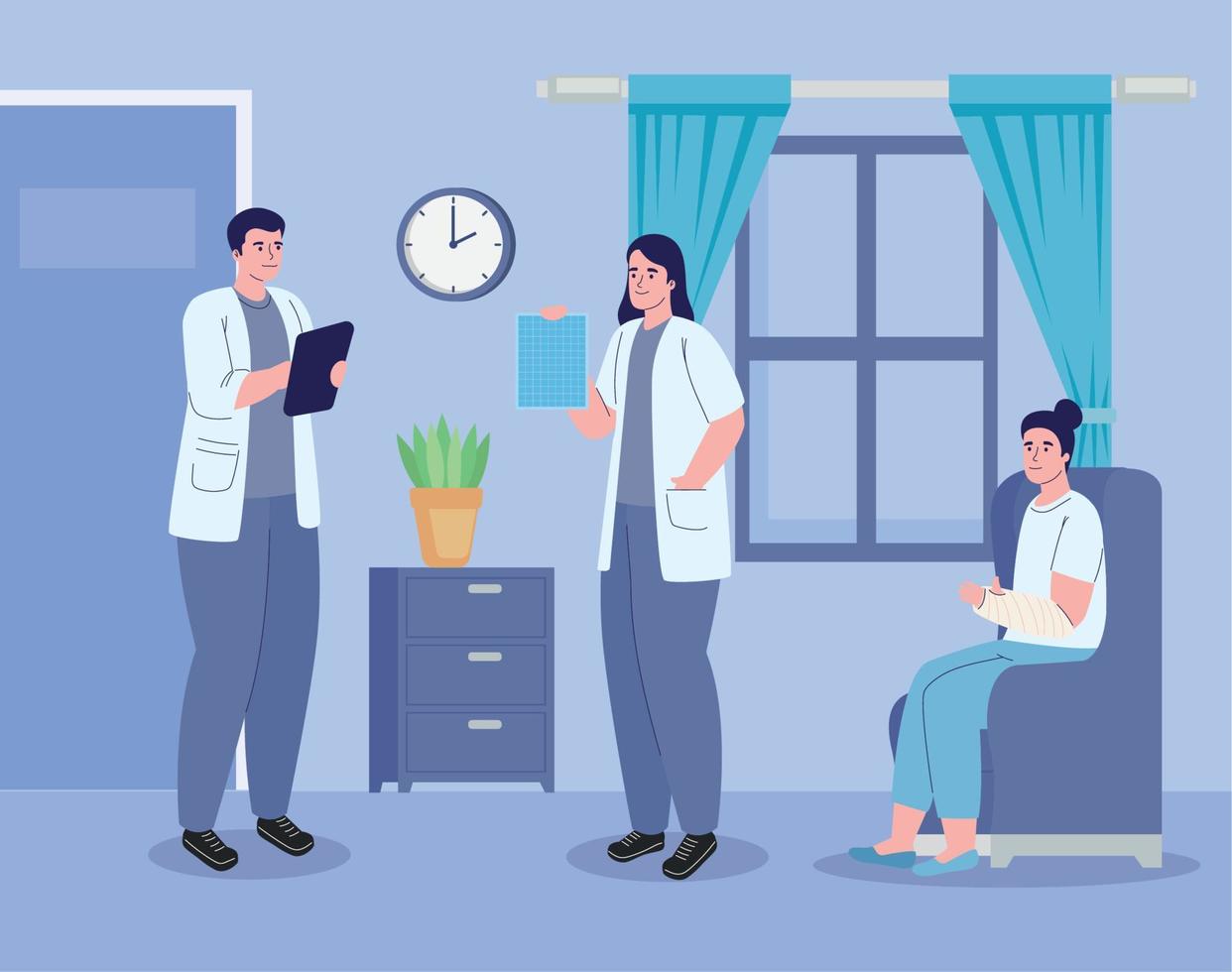 doctors couple and patient vector