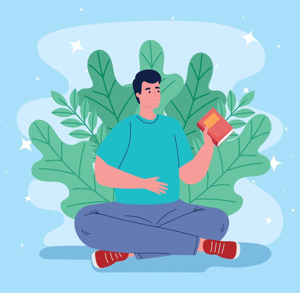 man seated reading character vector