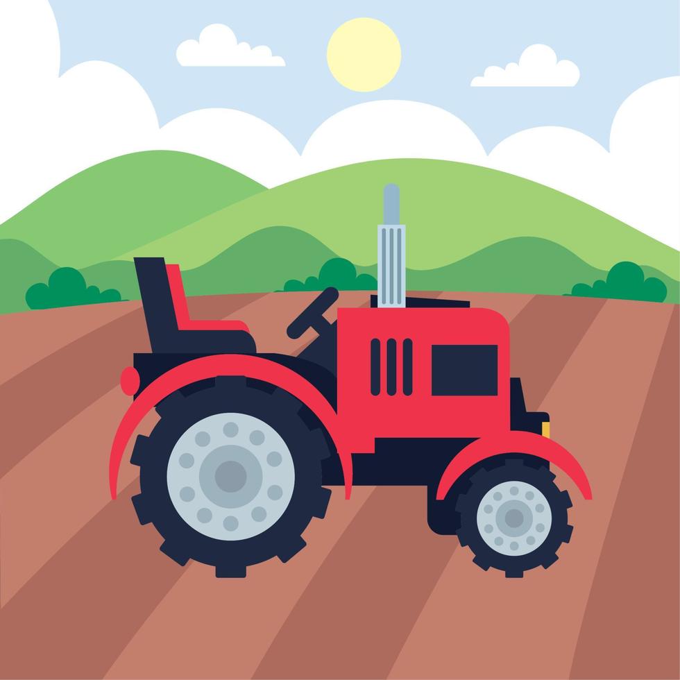 escena de la granja con tractor vector