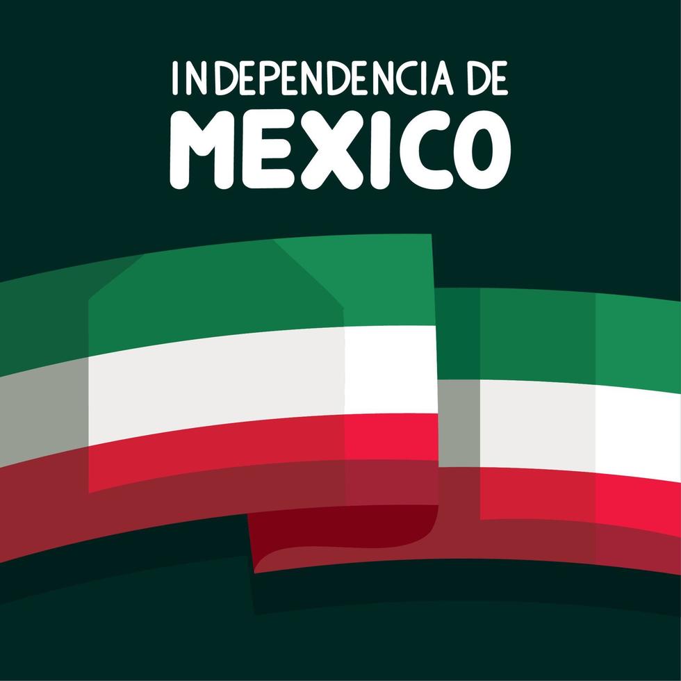 independencia de mexico lettering postcard vector