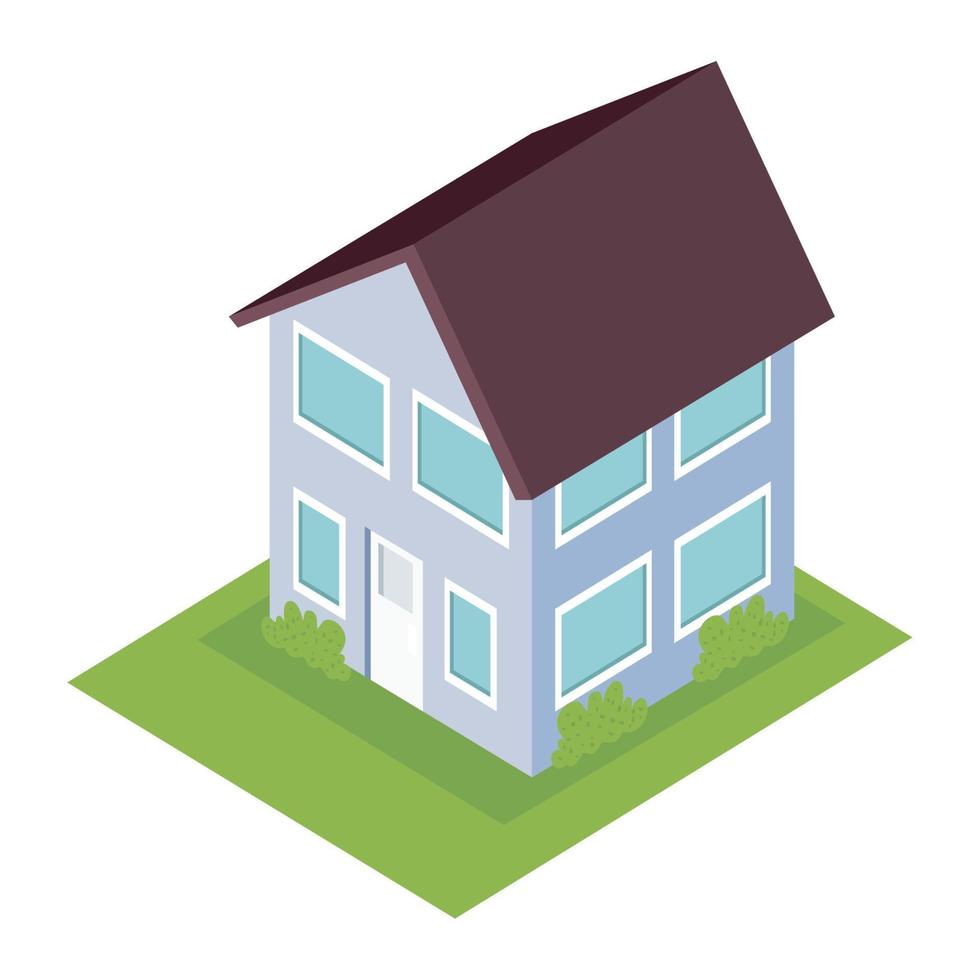 lilac house isometric construction vector