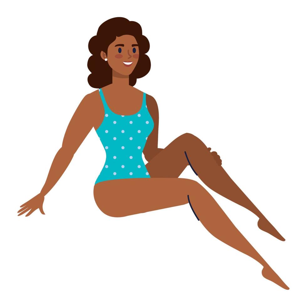 afro woman with swimsuit vector