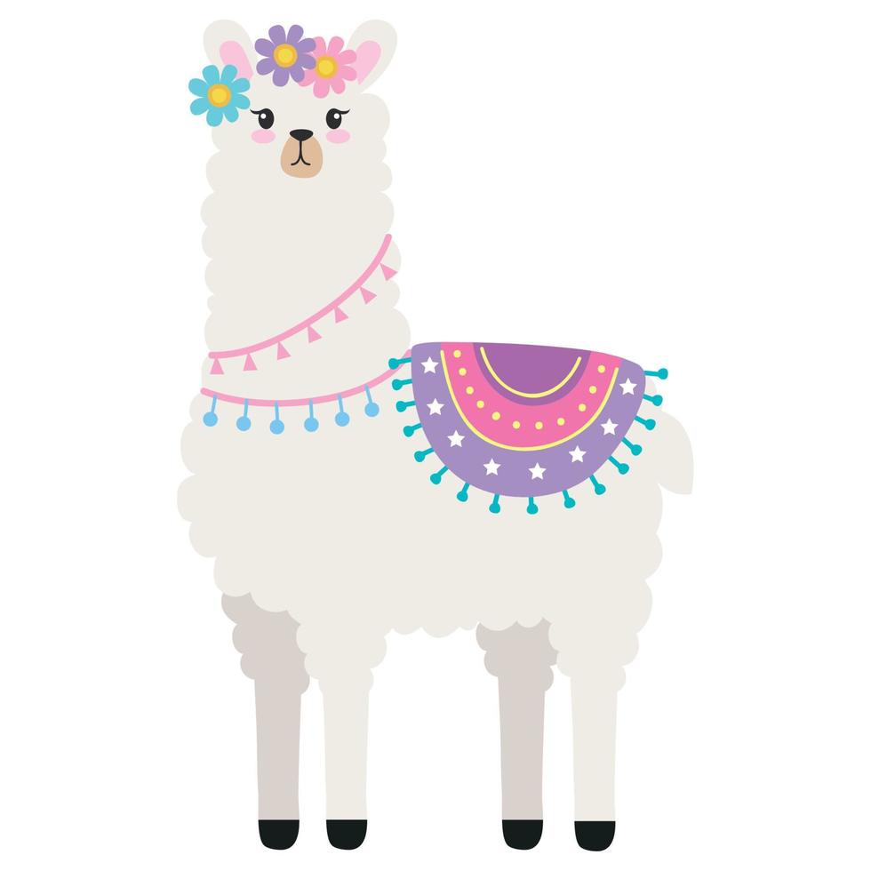 llama with flowers vector