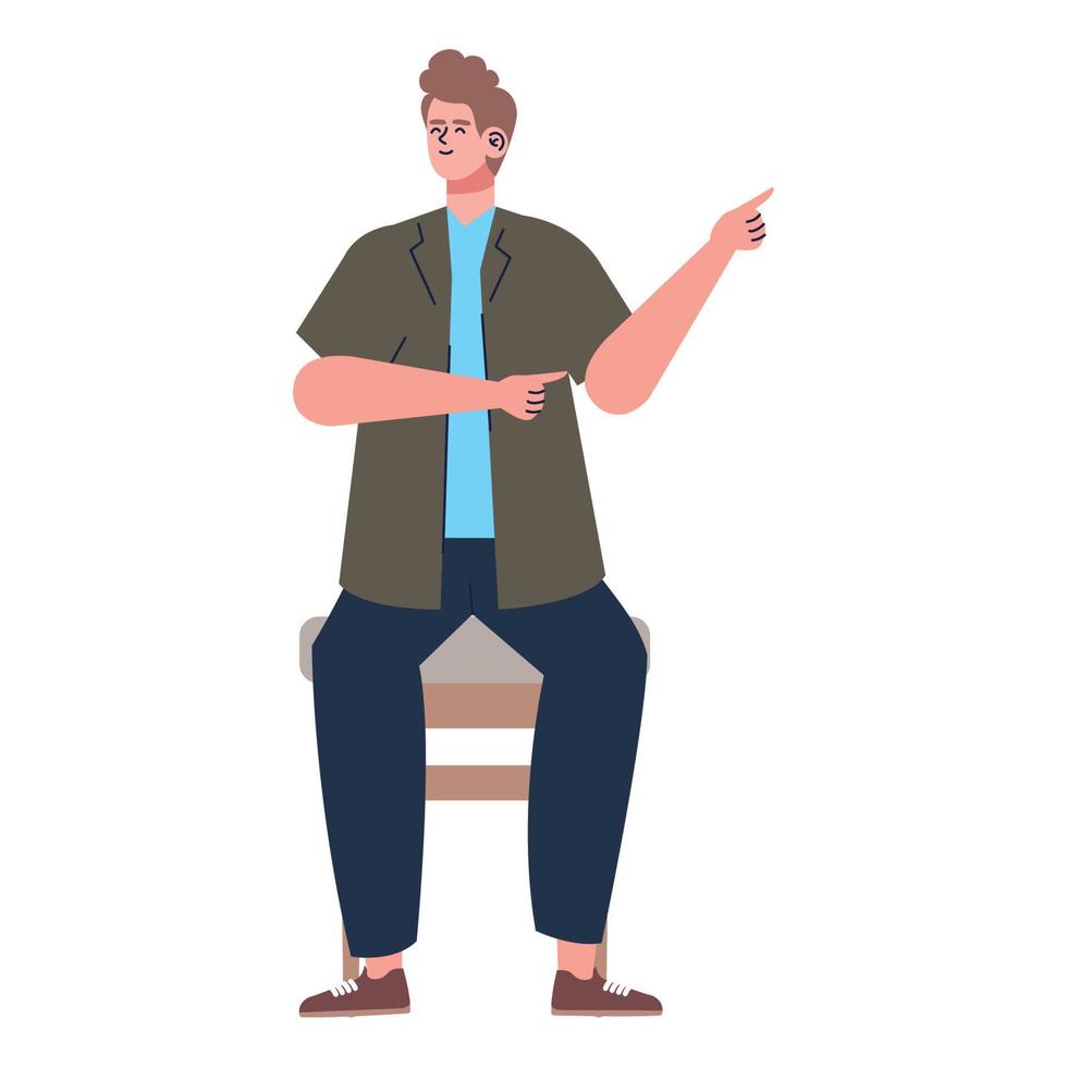 blond man seated vector