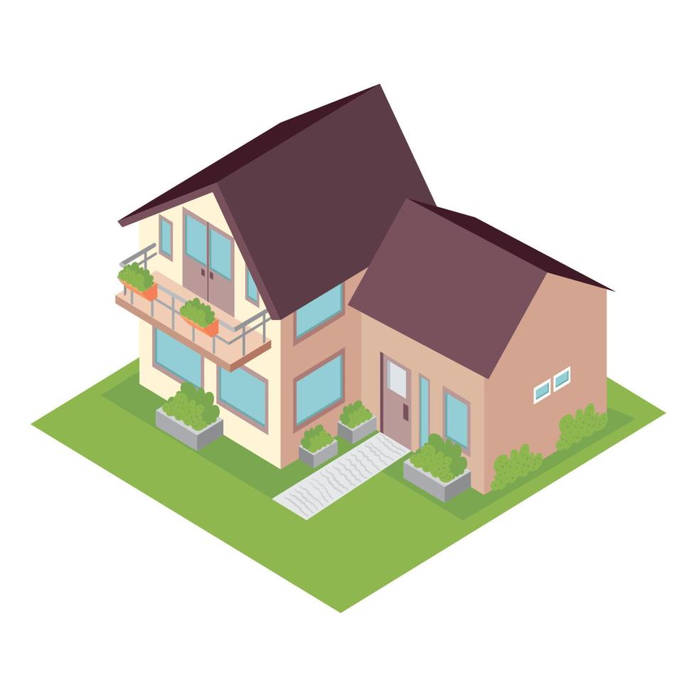 beige house isometric construction vector