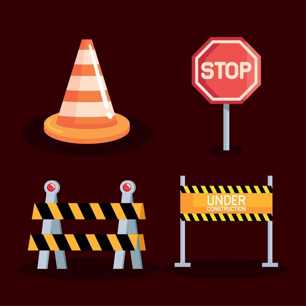 four under construction icons vector