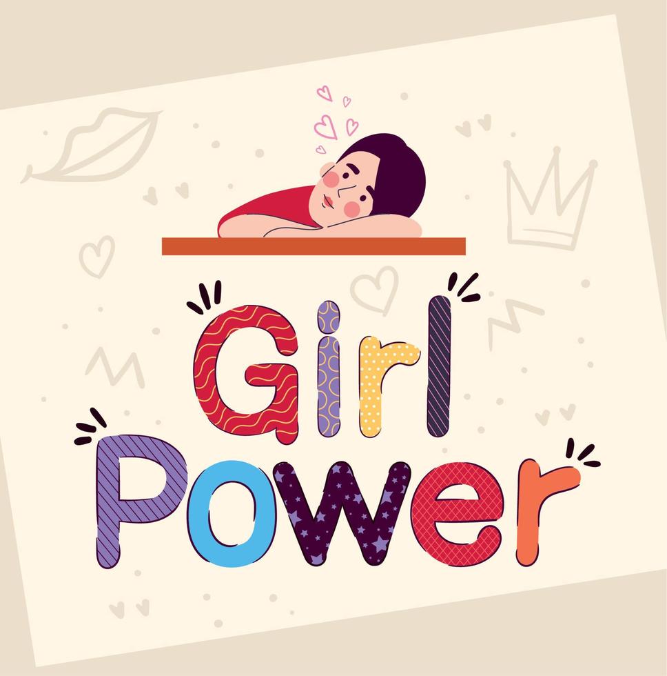 girl power lettering vector
