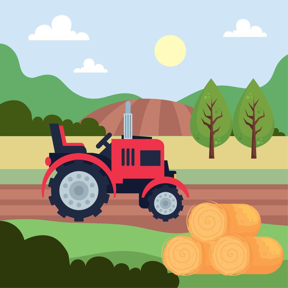 tractor and straw 11226548 Vector Art at Vecteezy