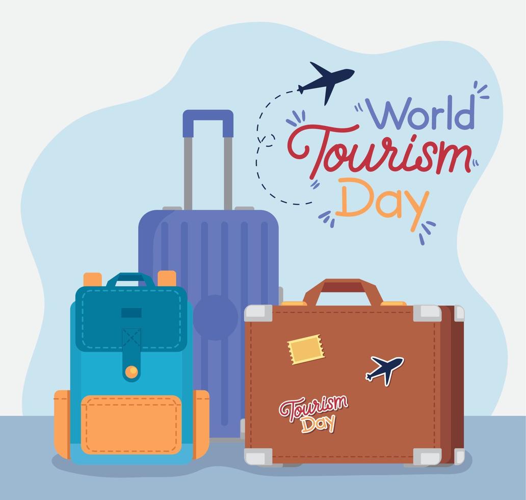 world tourism day postcard vector