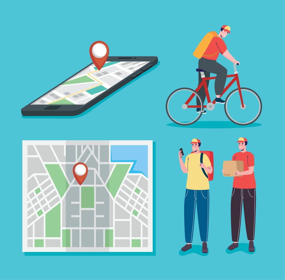 four gps technology icons vector