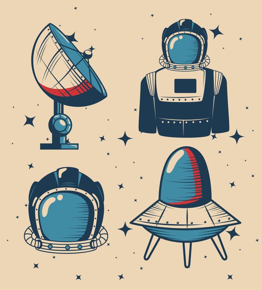four space outer icons vector