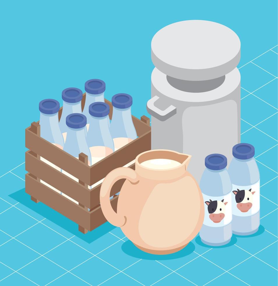 milk containers isometric vector