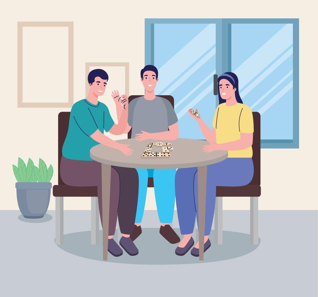 persons playing domino vector