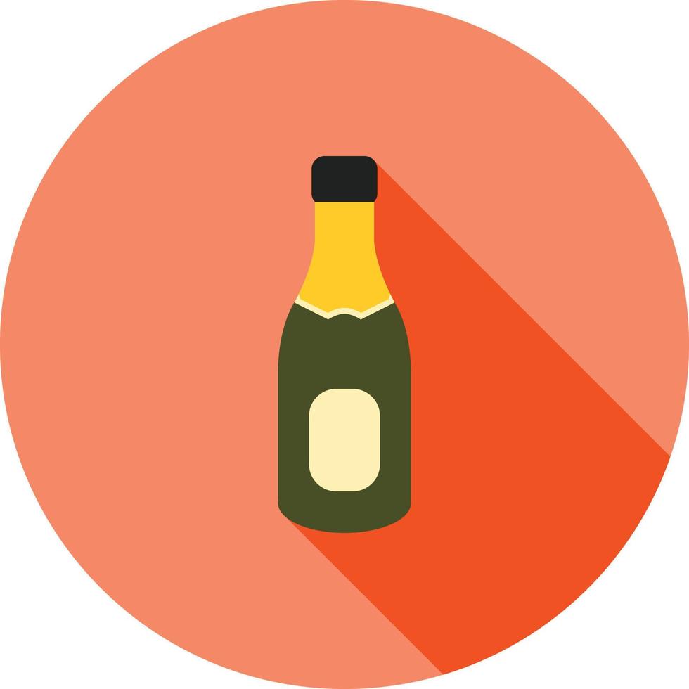 champán en botella plana larga sombra icono vector