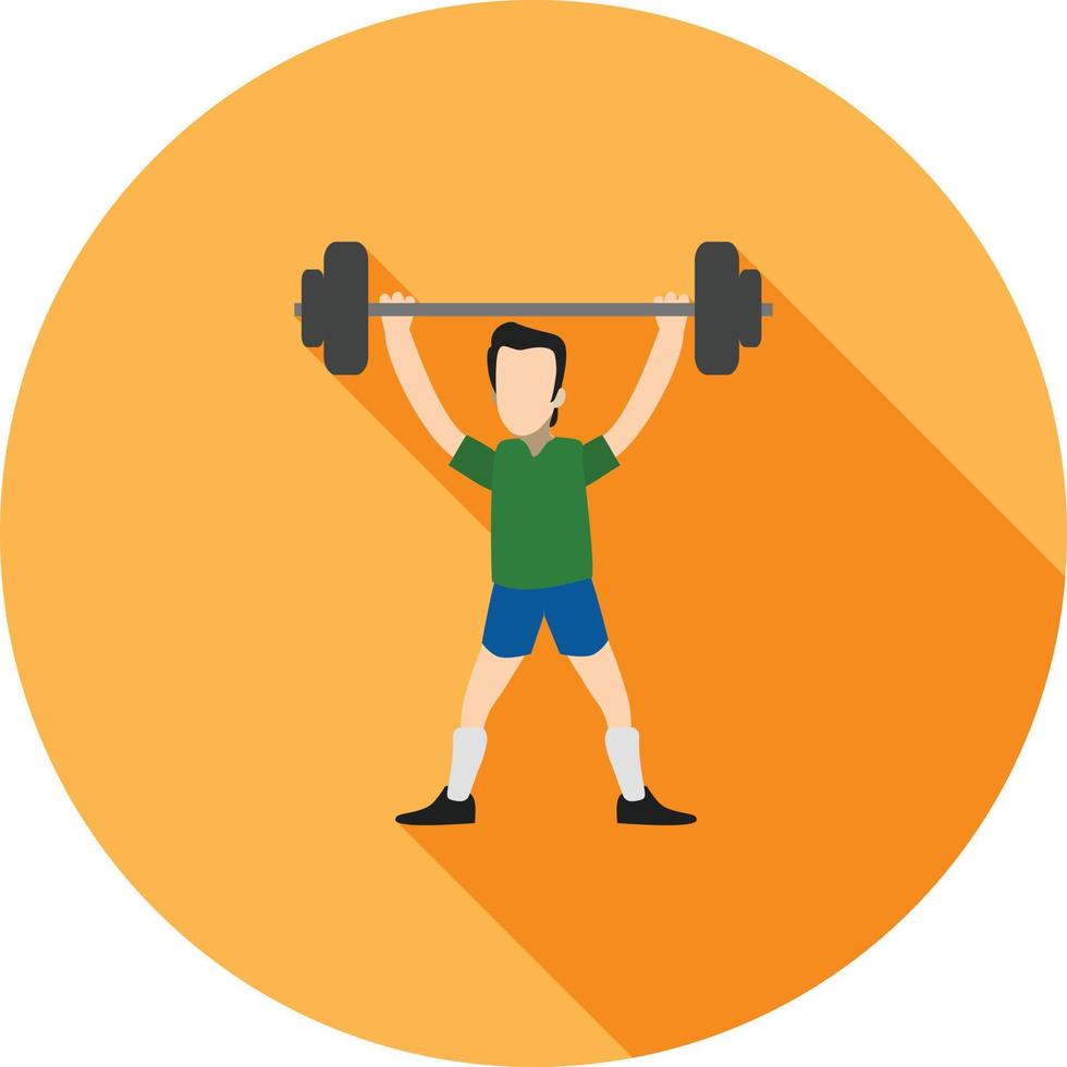 Weight Lifting Person Flat Long Shadow Icon vector