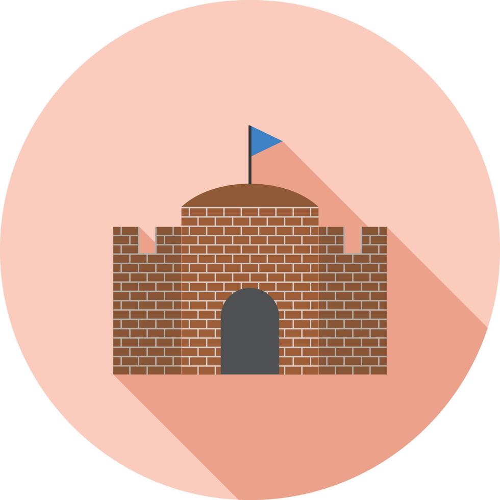 castillo con icono de larga sombra plana de bandera vector