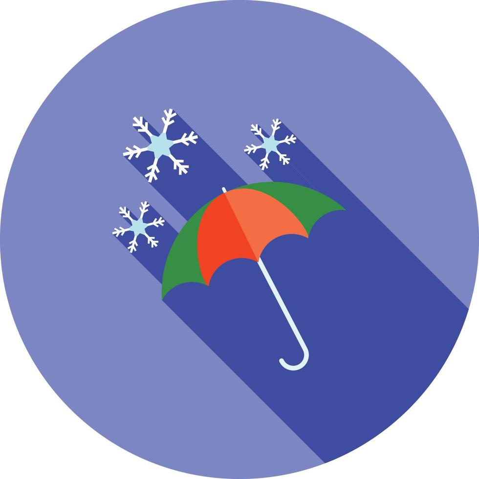 paraguas con icono de sombra larga plana de nieve vector