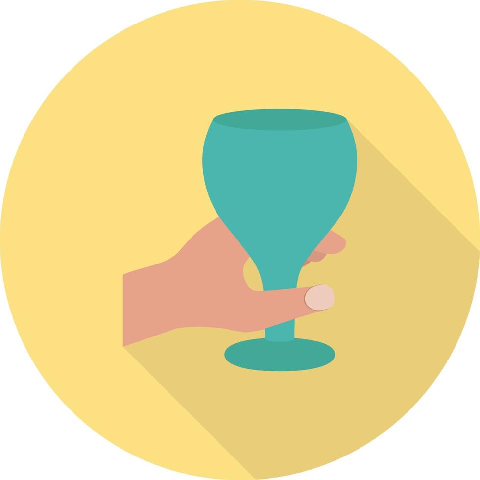 Sosteniendo copa de vino plana larga sombra icono vector