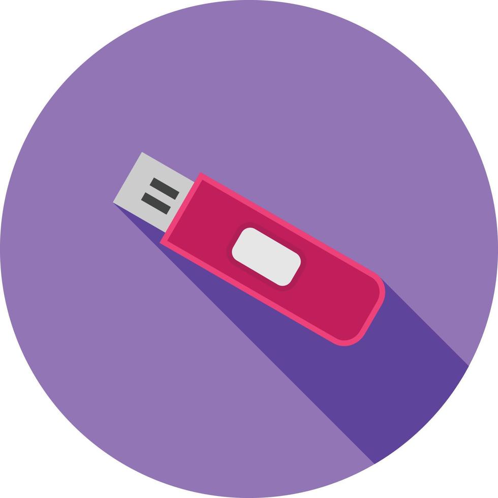 unidad usb i icono de sombra larga plana vector