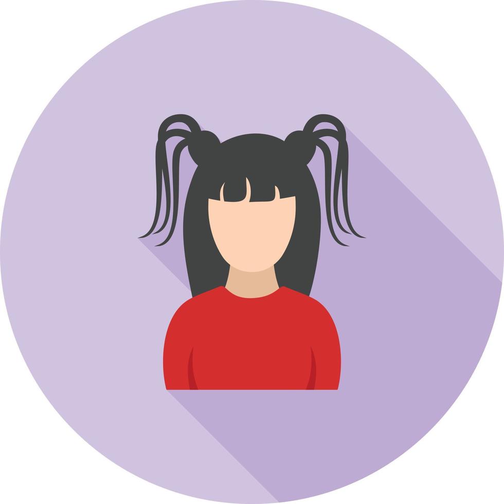 Gothic Girl Flat Long Shadow Icon vector