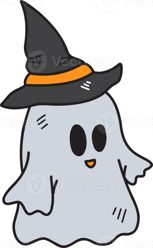 Hand Drawn cute ghost halloween illustration on transparent background png