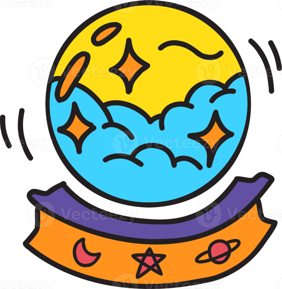 Hand Drawn prophecy crystal ball illustration on transparent background png