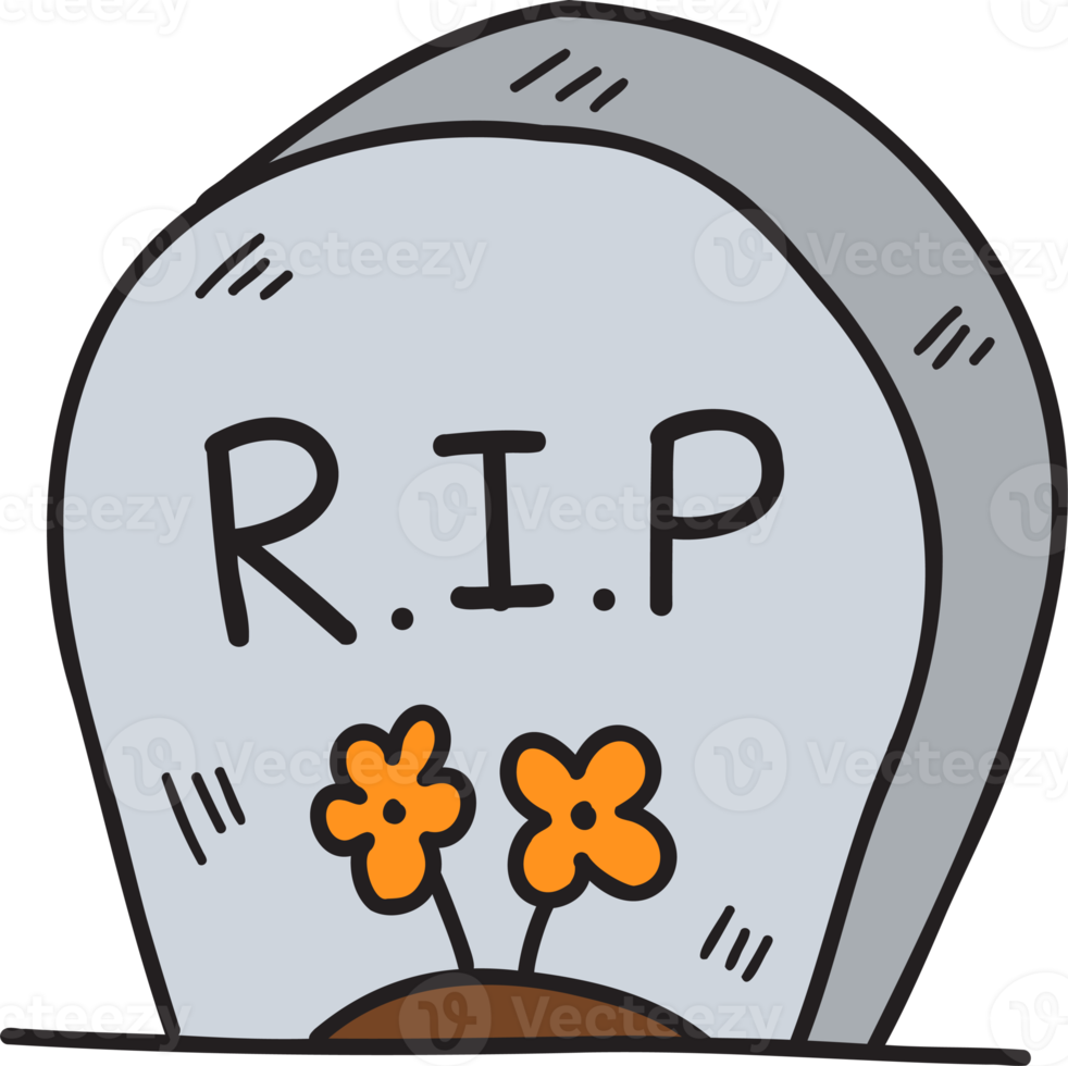 Hand Drawn Halloween Gravestone illustration on transparent background png