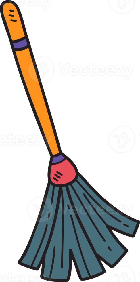 Hand Drawn witch broom illustration on transparent background png