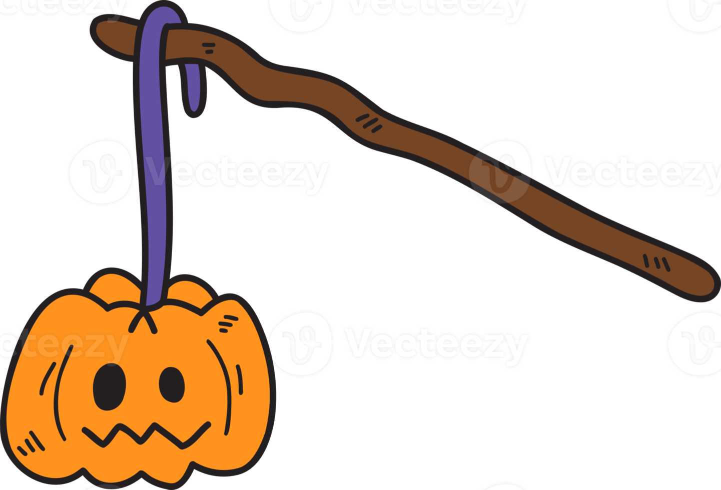 Hand Drawn halloween pumpkin illustration on transparent background png