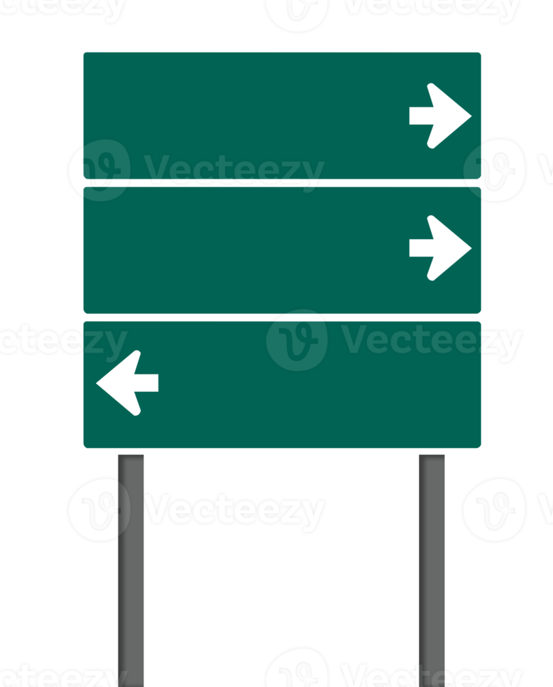 Mockup green road sign with white arrow png