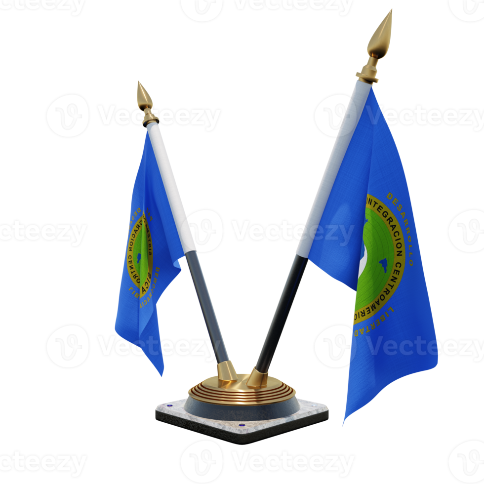 sistema de integração da américa central ilustração 3d suporte de bandeira de mesa dupla v png