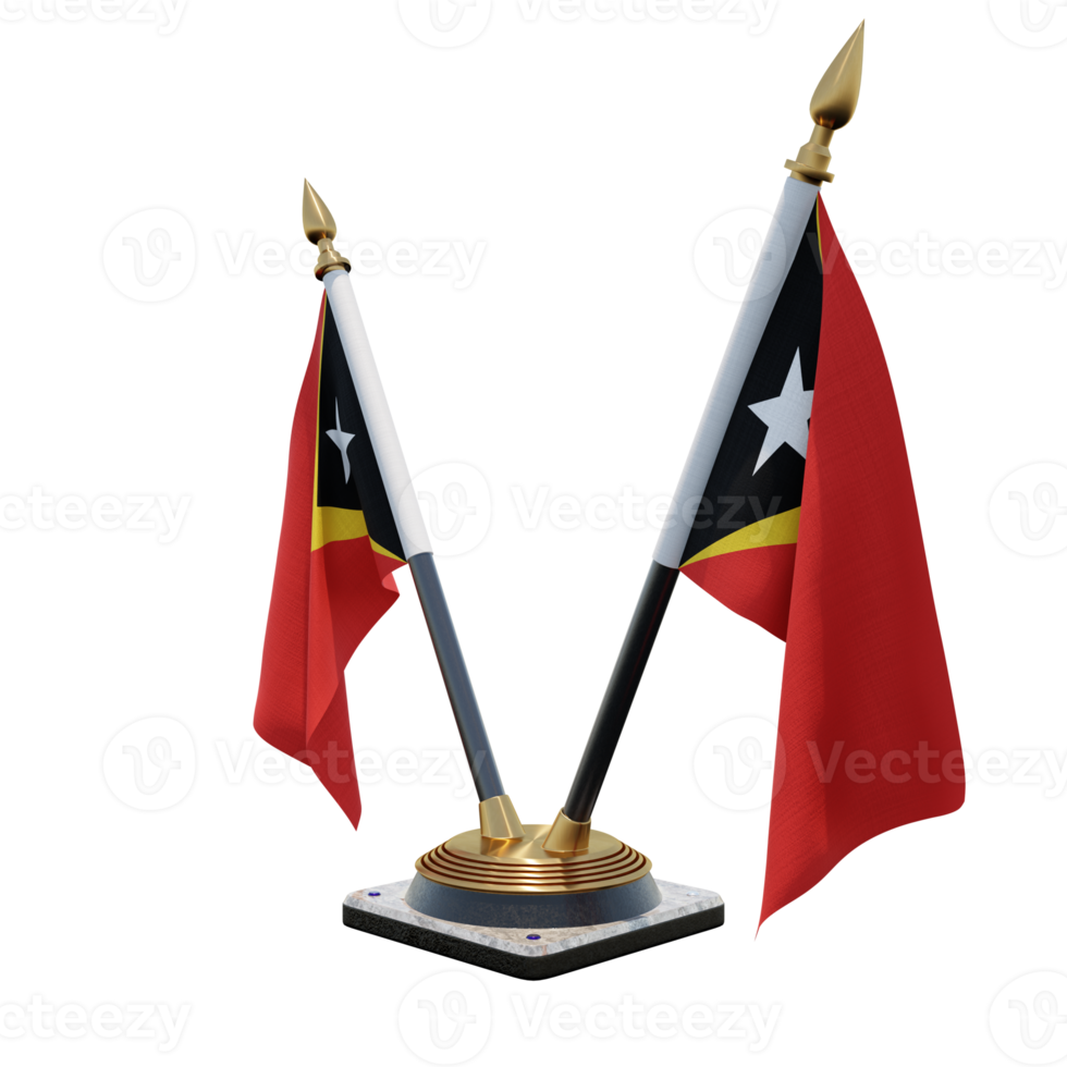 East Timor 3d illustration Double V Desk Flag Stand png