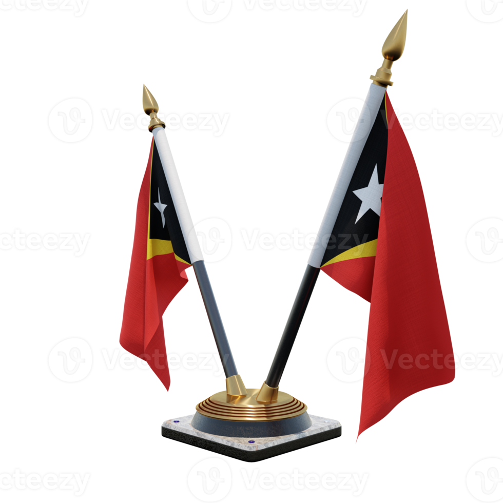 timor oriental illustration 3d double v support de drapeau de bureau png