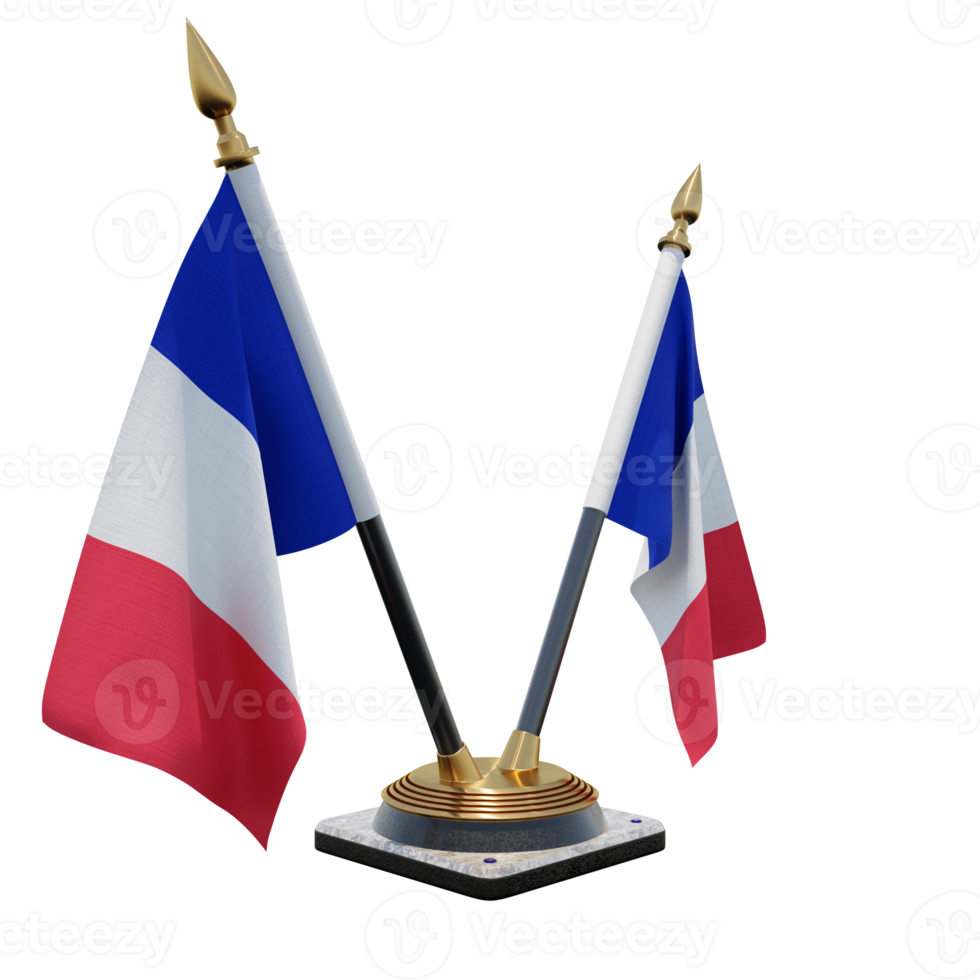 france 3d illustration double v bureau porte-drapeau png