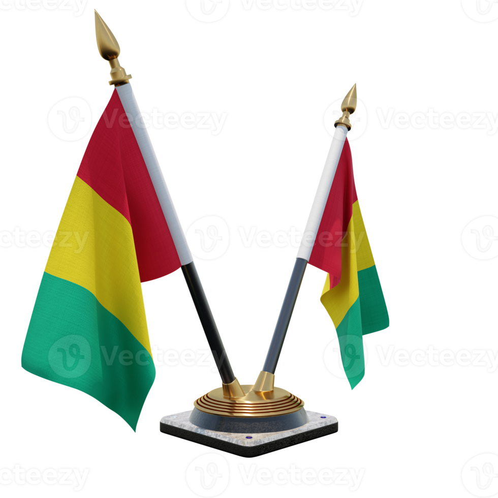 Guinea 3d illustration Double V Desk Flag Stand png