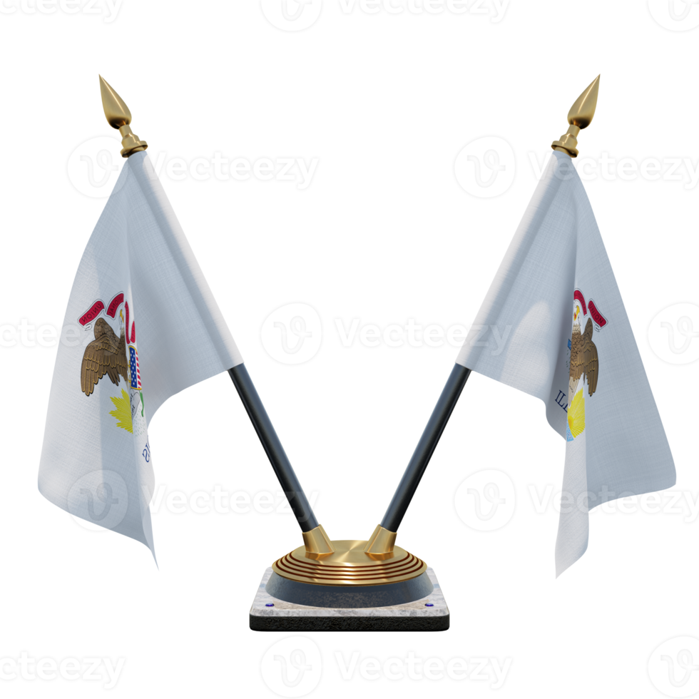 Illinois 3d illustration Double V Desk Flag Stand png