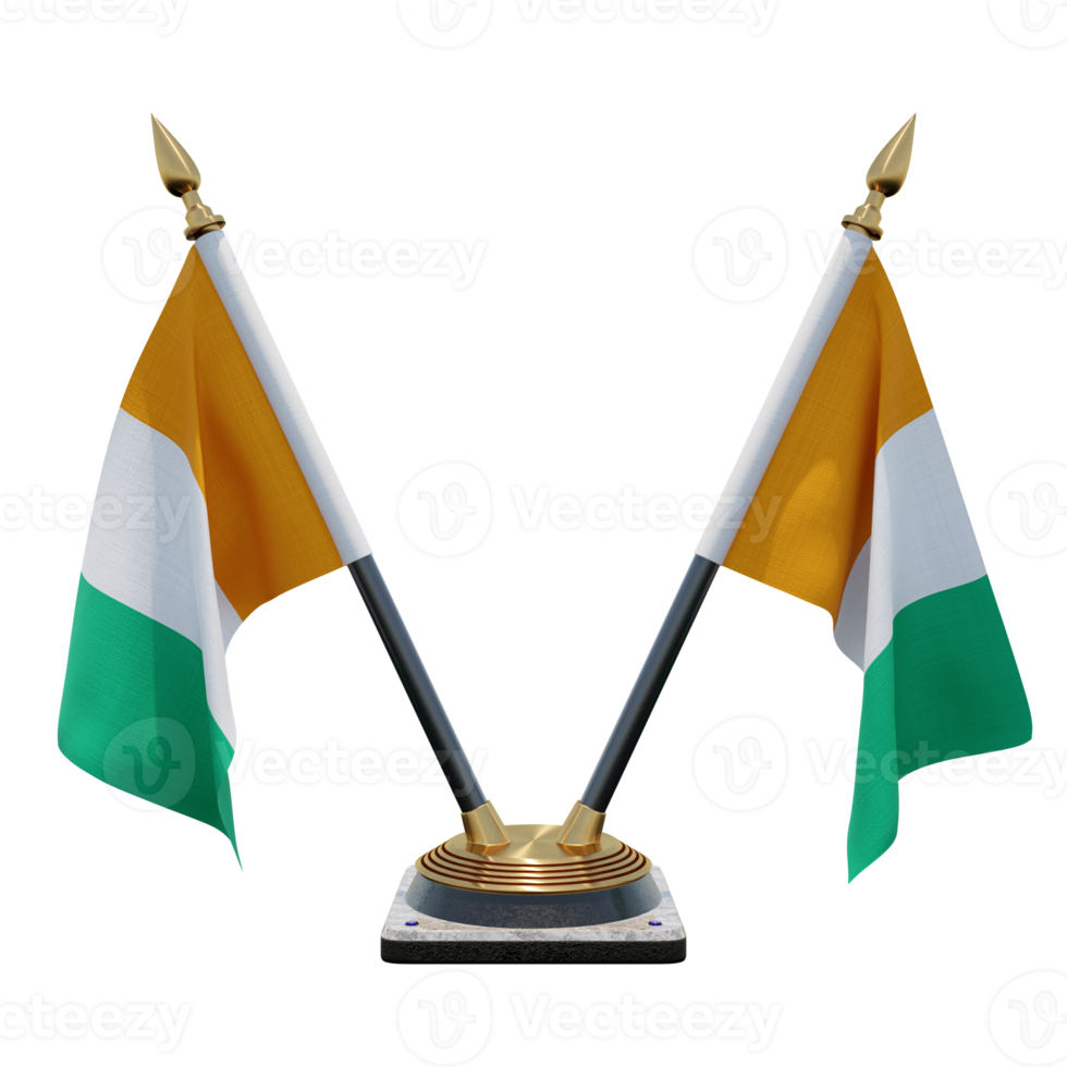 Ivory Coast 3d illustration Double V Desk Flag Stand png