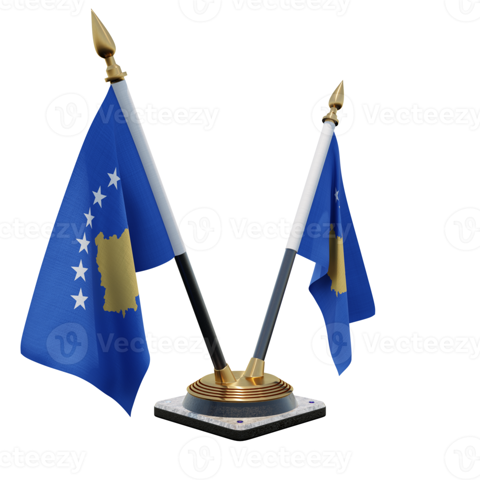 Kosovo 3d illustration Double V Desk Flag Stand png