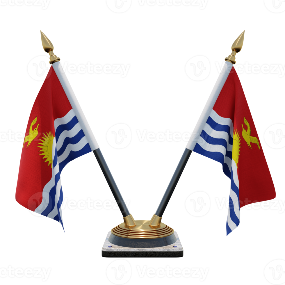 Kiribati 3d illustration Double V Desk Flag Stand png