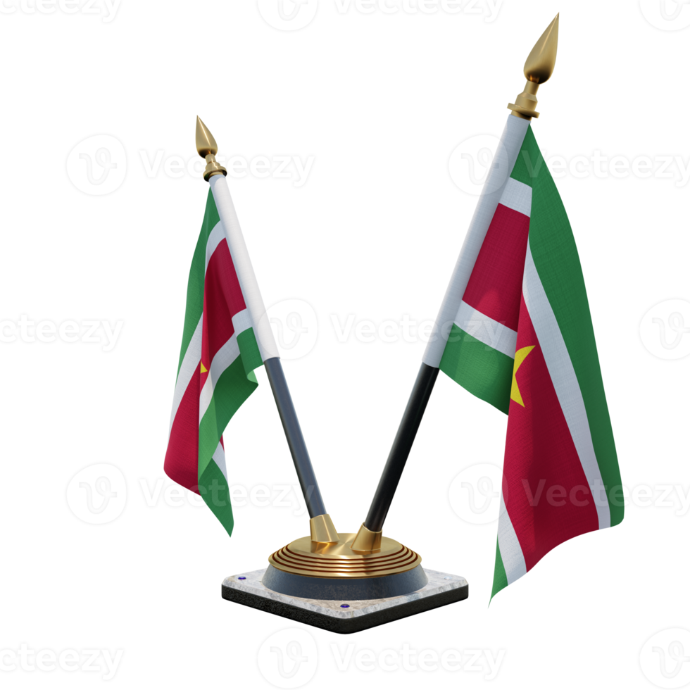 Suriname 3d illustration Double V Desk Flag Stand png
