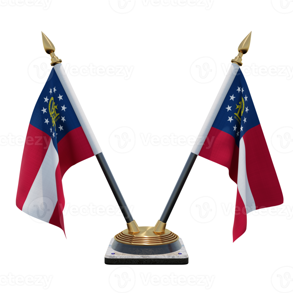 US Georgia 3d illustration Double V Desk Flag Stand png