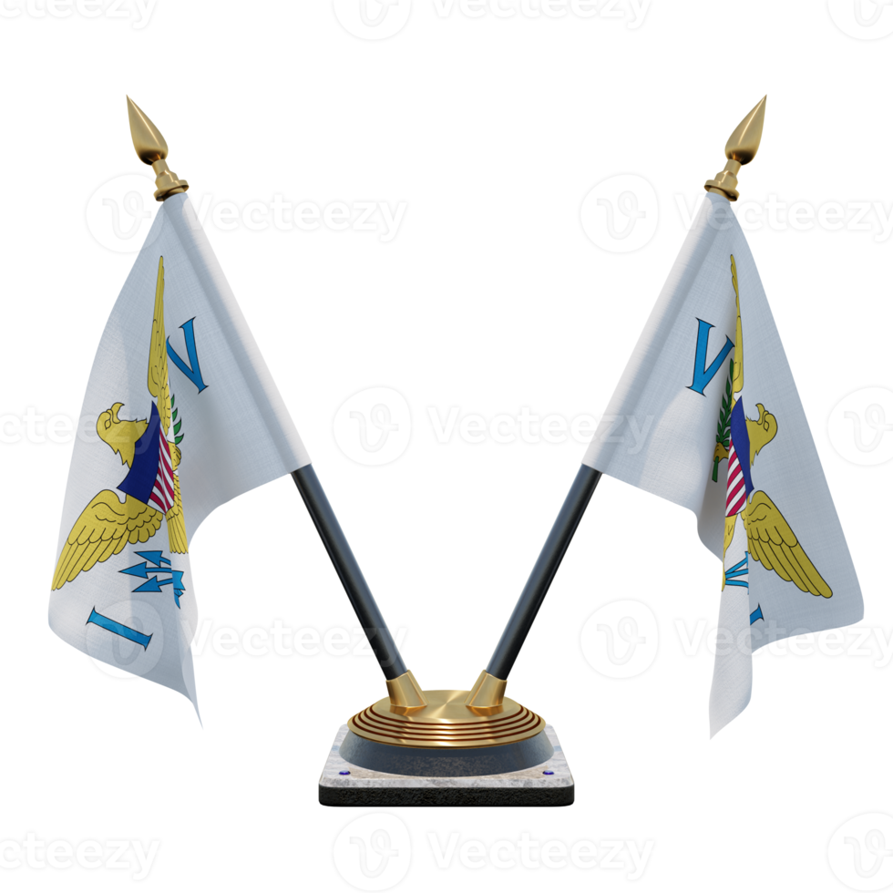 United States Virgin Islands 3d illustration Double V Desk Flag Stand png